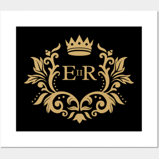 Queen Elizabeth II Royal Cypher in Vintage Frame Posters and Art